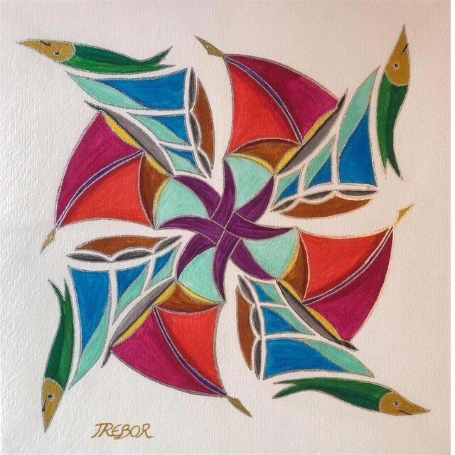 Mandala original de TREBOR amb pètals punxeguts