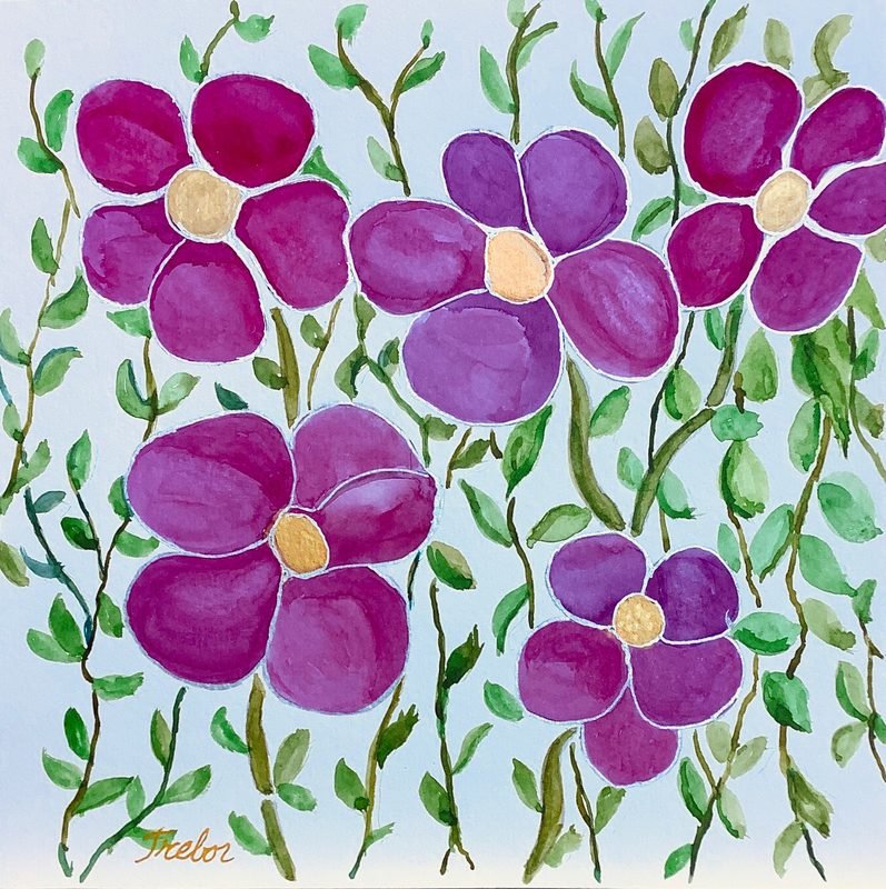 Grans flors magenta amb centre daurat